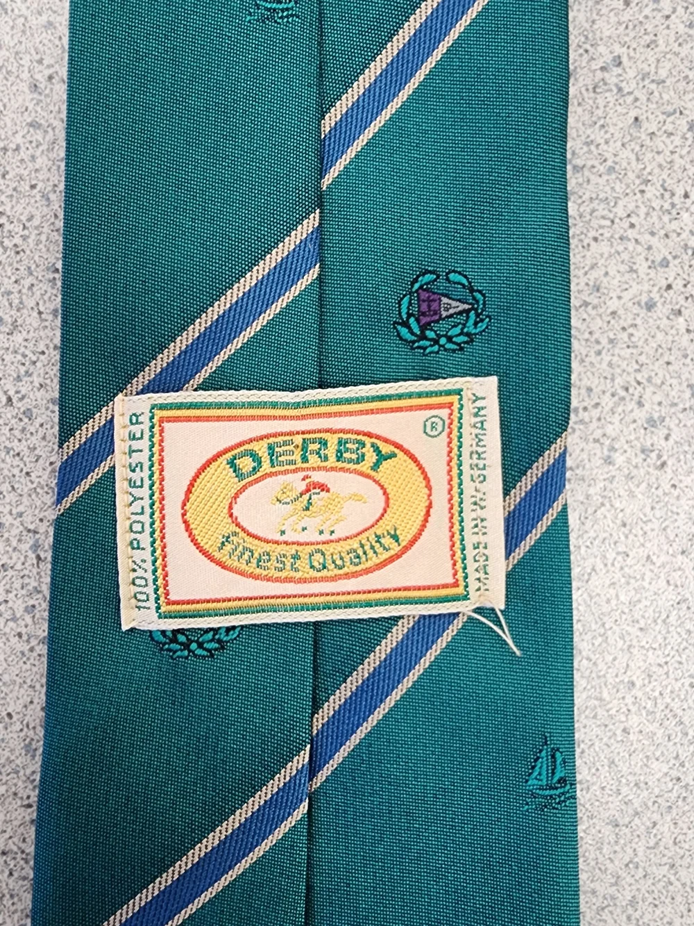 Vintage Derby Finest Quality Green Regimental Striped Tie West Germany